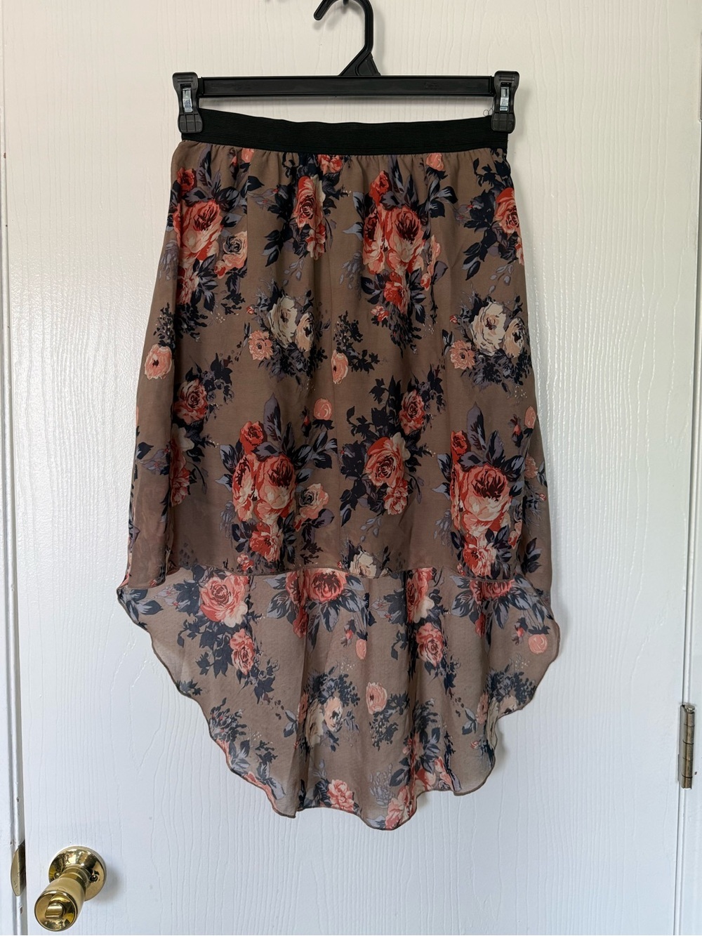 Charlotte Russe Floral High-Low Chiffon Skirt Medium Boho Fairycore Vintage Rose